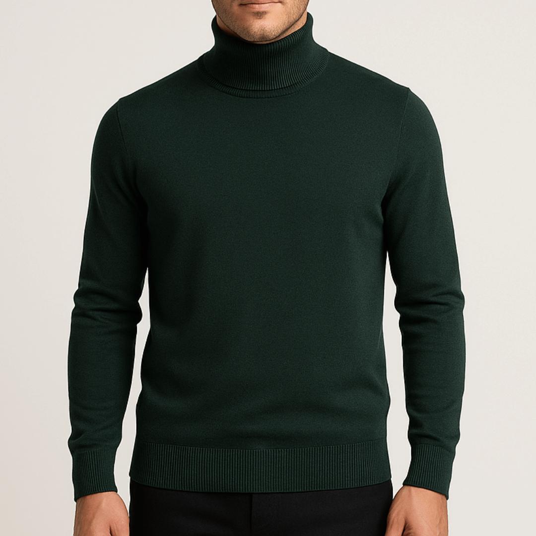 Lekki bawełniany sweter z golfem dla mężczyzn - Elegancki i ponadczasowy design