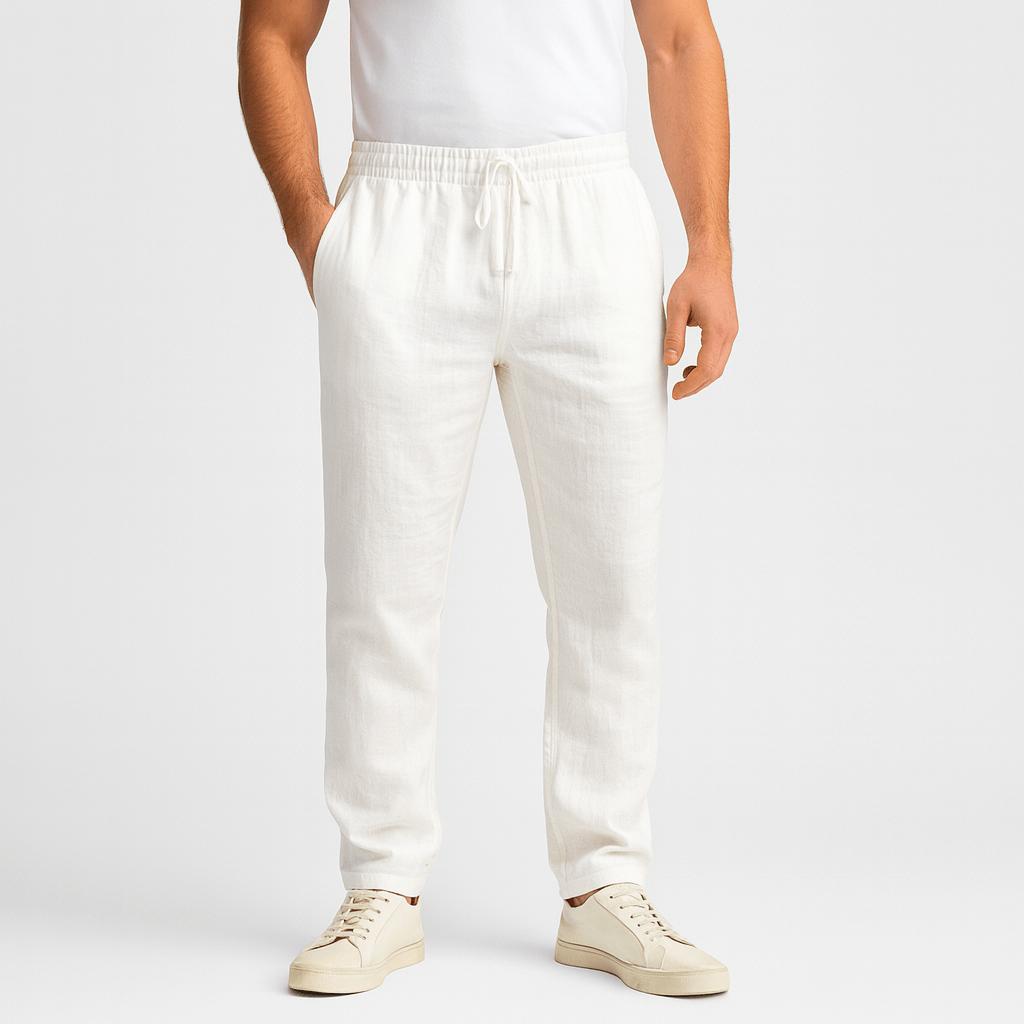 Lekkie i przewiewne spodnie lniane z gumką w pasie dla mężczyzn