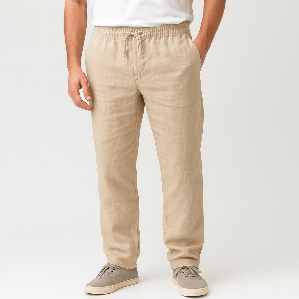 Lekkie i przewiewne spodnie lniane z gumką w pasie dla mężczyzn