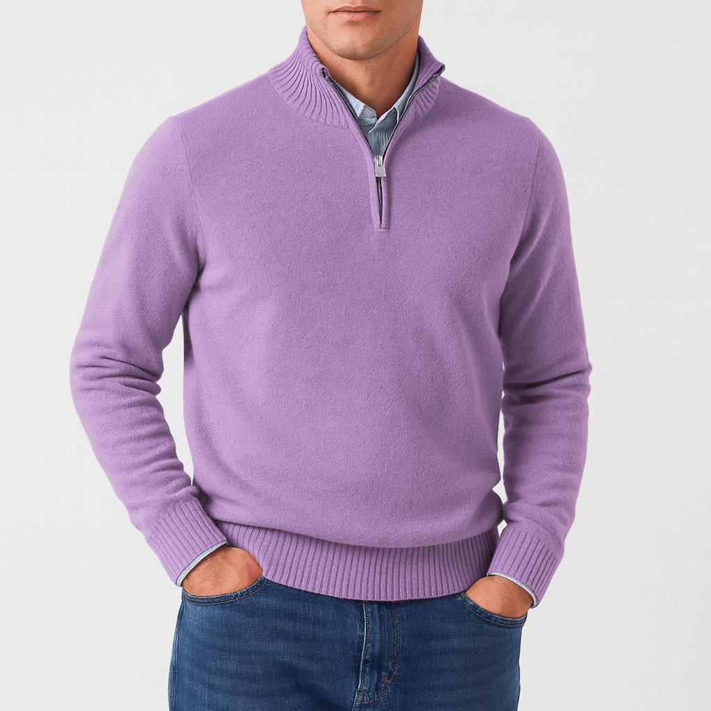 Luźny sweter męski z zamkiem błyskawicznym premium - warstwowy, codzienny