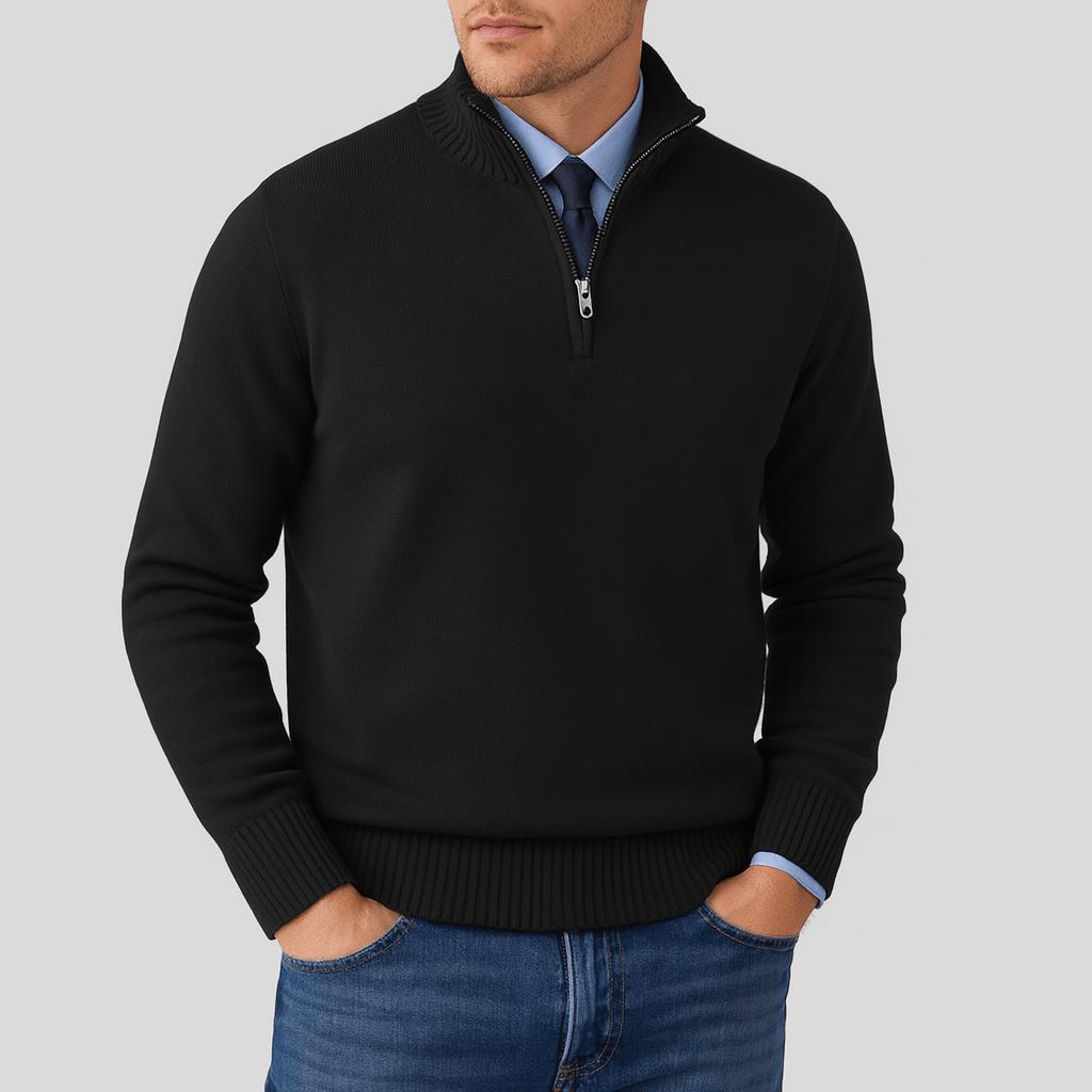 Luźny sweter męski z zamkiem błyskawicznym premium - warstwowy, codzienny