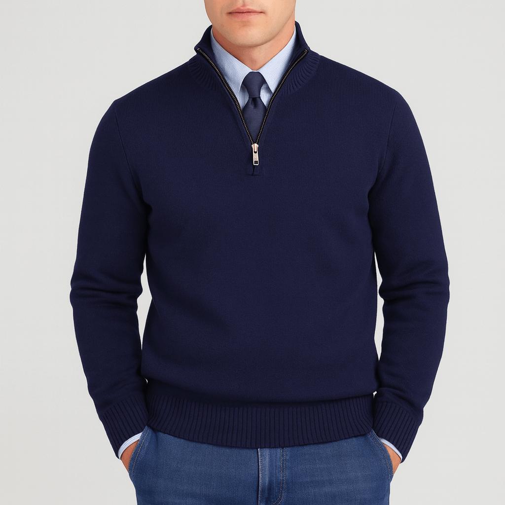 Luźny sweter męski z zamkiem błyskawicznym premium - warstwowy, codzienny