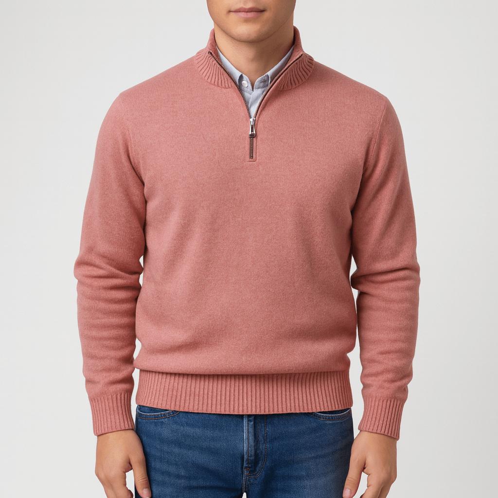 Luźny sweter męski z zamkiem błyskawicznym premium - warstwowy, codzienny