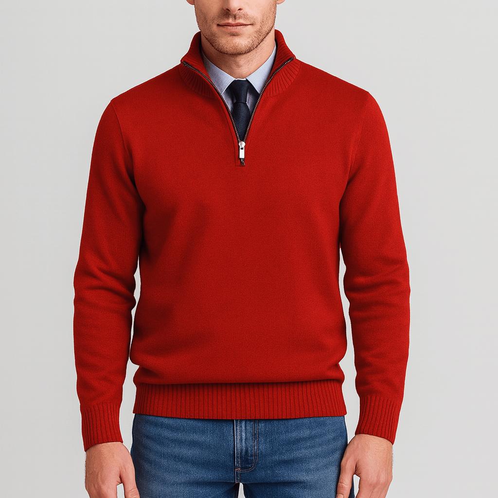 Luźny sweter męski z zamkiem błyskawicznym premium - warstwowy, codzienny