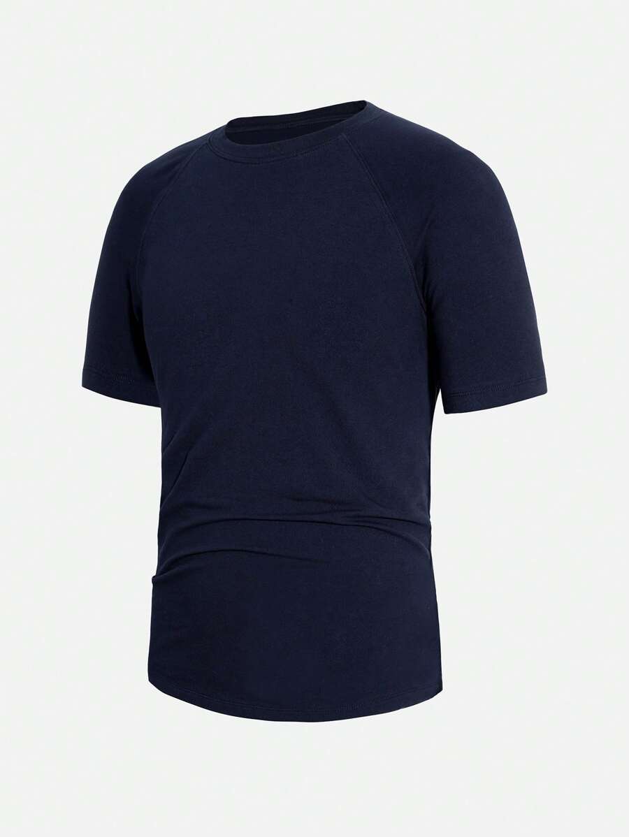 Bawełniana koszulka z raglanowymi rękawami i dopasowanym krojem