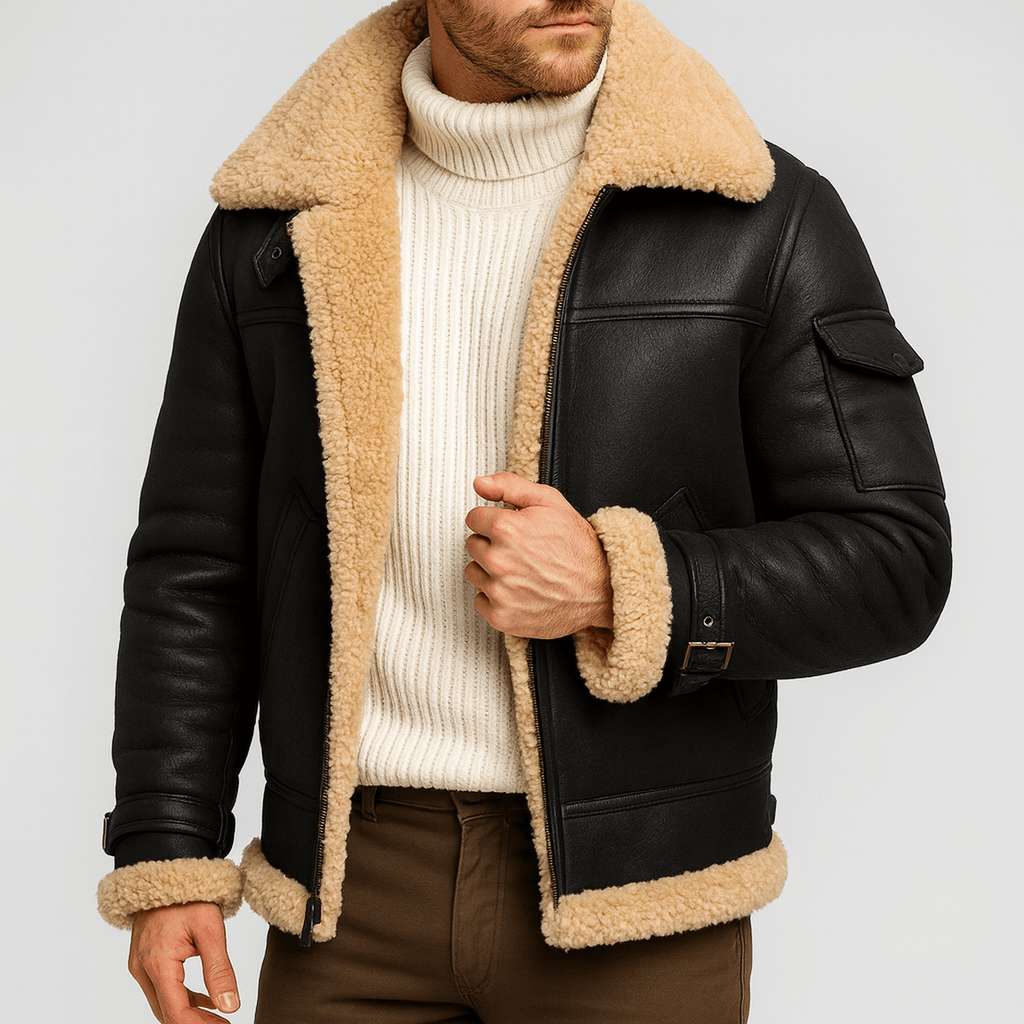 Camel skórzana kurtka z kieszeniami