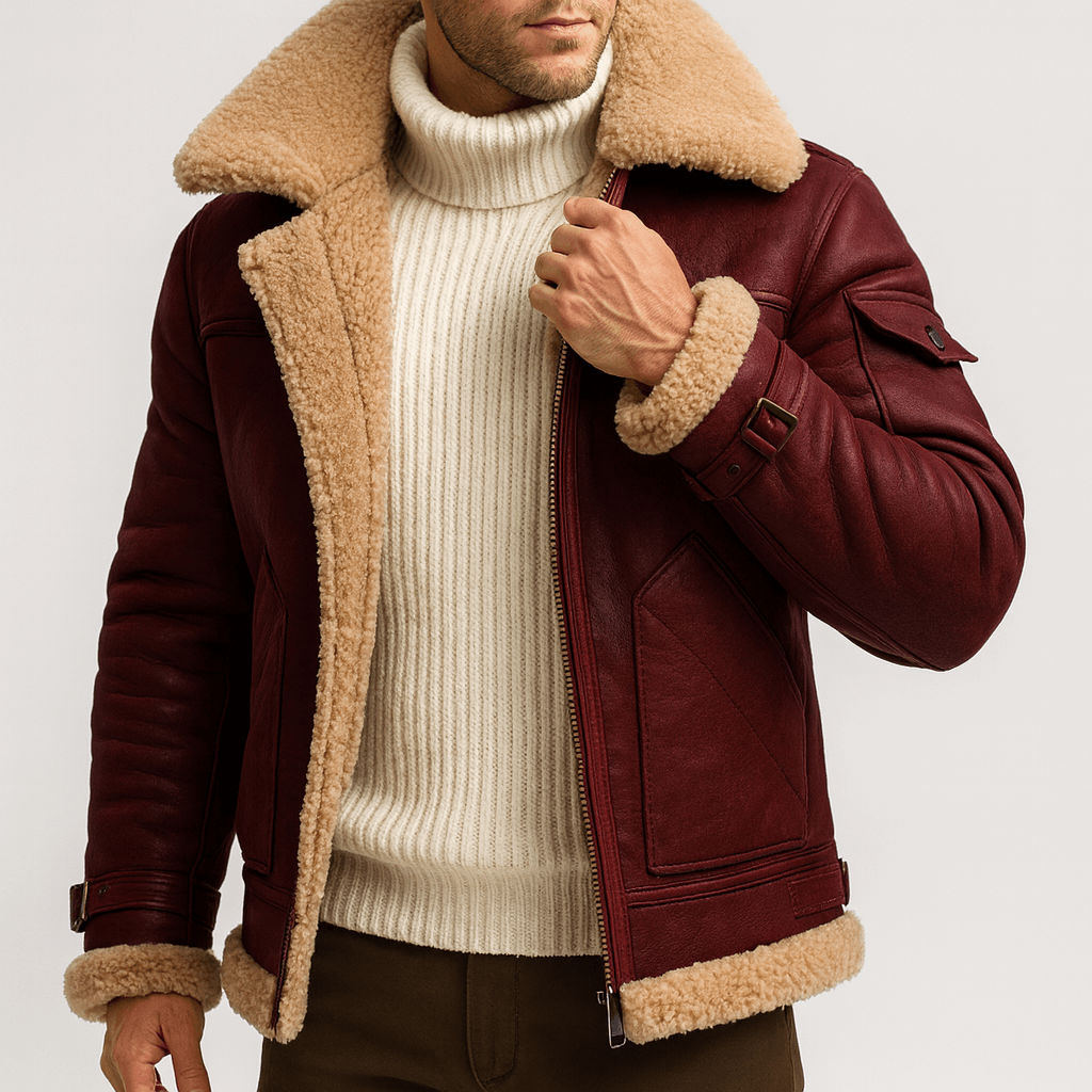 Camel skórzana kurtka z kieszeniami