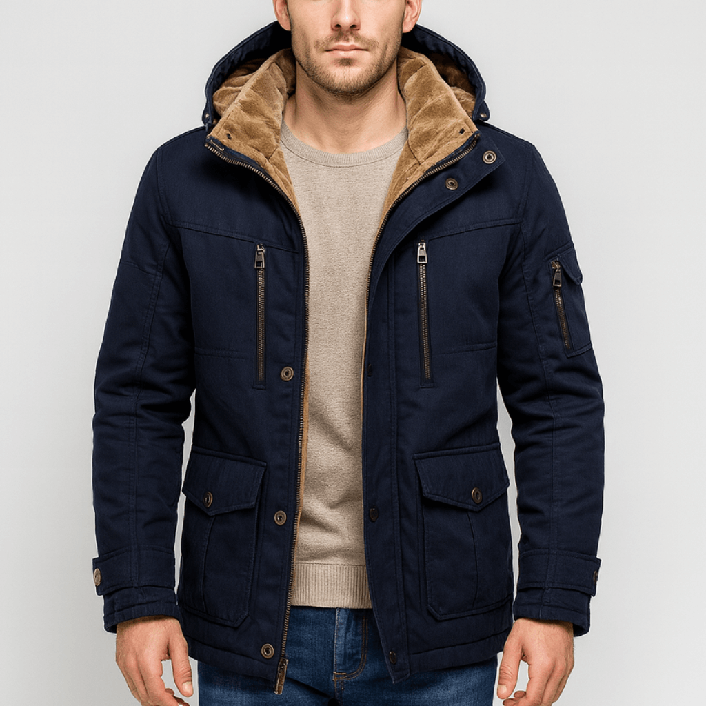 Ciepła kurtka zimowa z wieloma kieszeniami