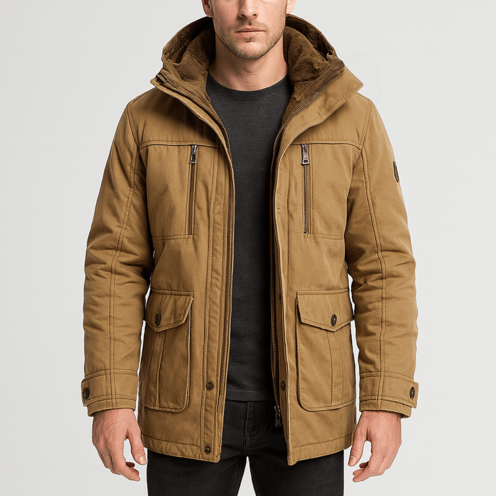 Ciepła kurtka zimowa z wieloma kieszeniami