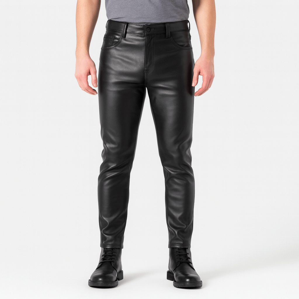 Elastyczne, dopasowane, nowoczesne spodnie ze skóry PU