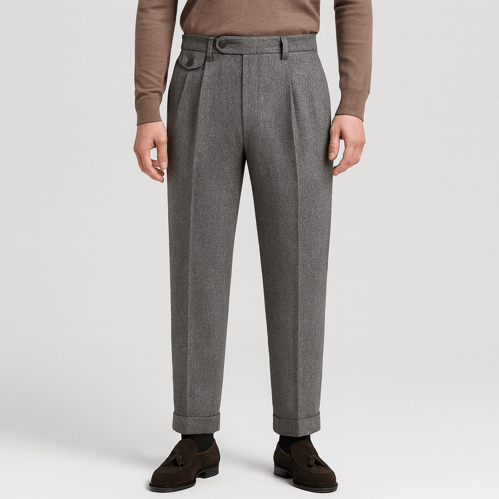 Eleganckie, dopasowane spodnie z wełny z wysokim stanem