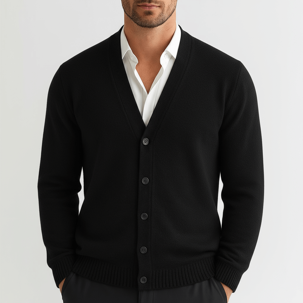 Klasyczny długi kardigan z dekoltem w serek