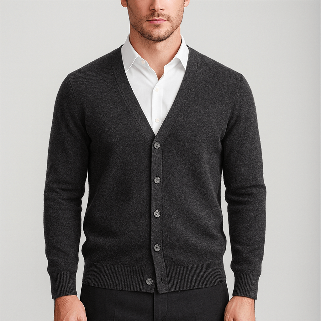 Klasyczny długi kardigan z dekoltem w serek