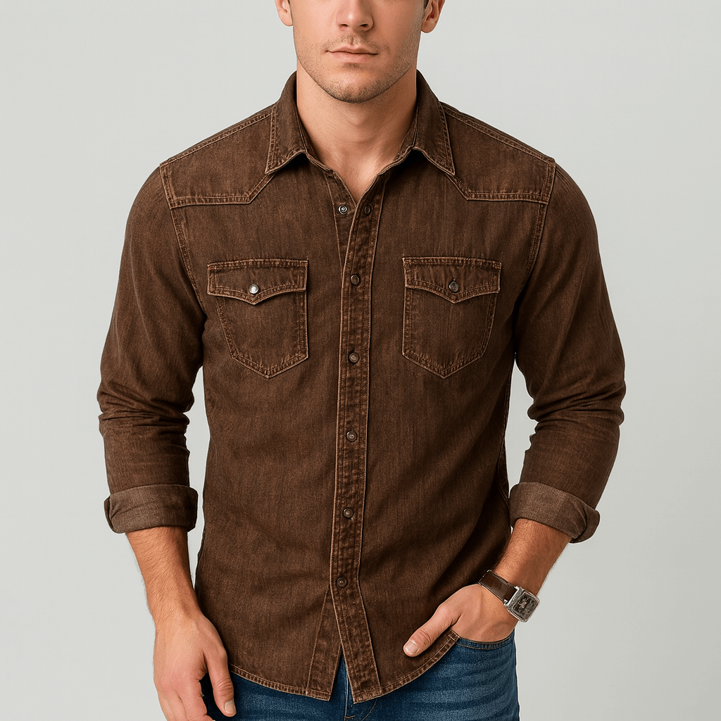 Koszula dżinsowa z długim rękawem w stylu retro