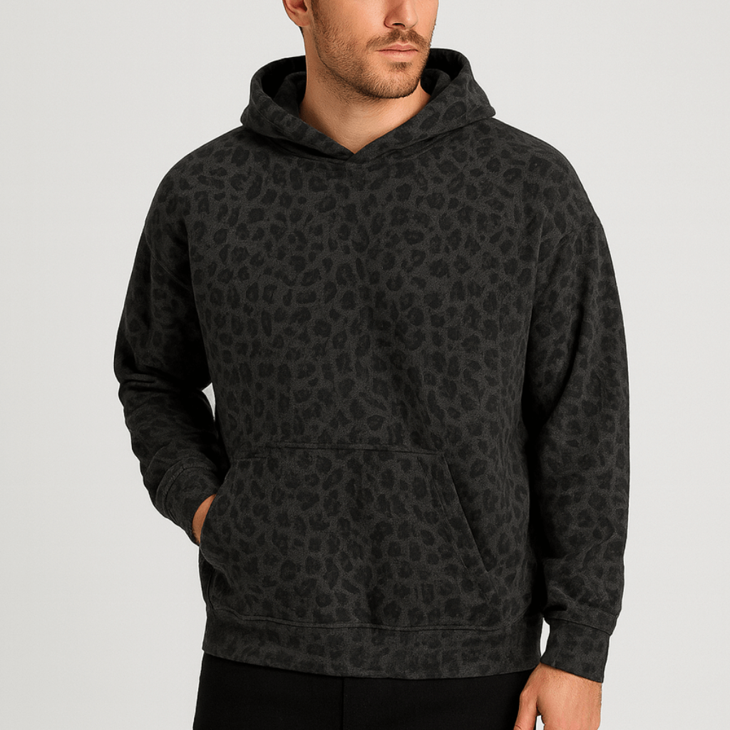 Luźna bluza z kapturem w panterkę