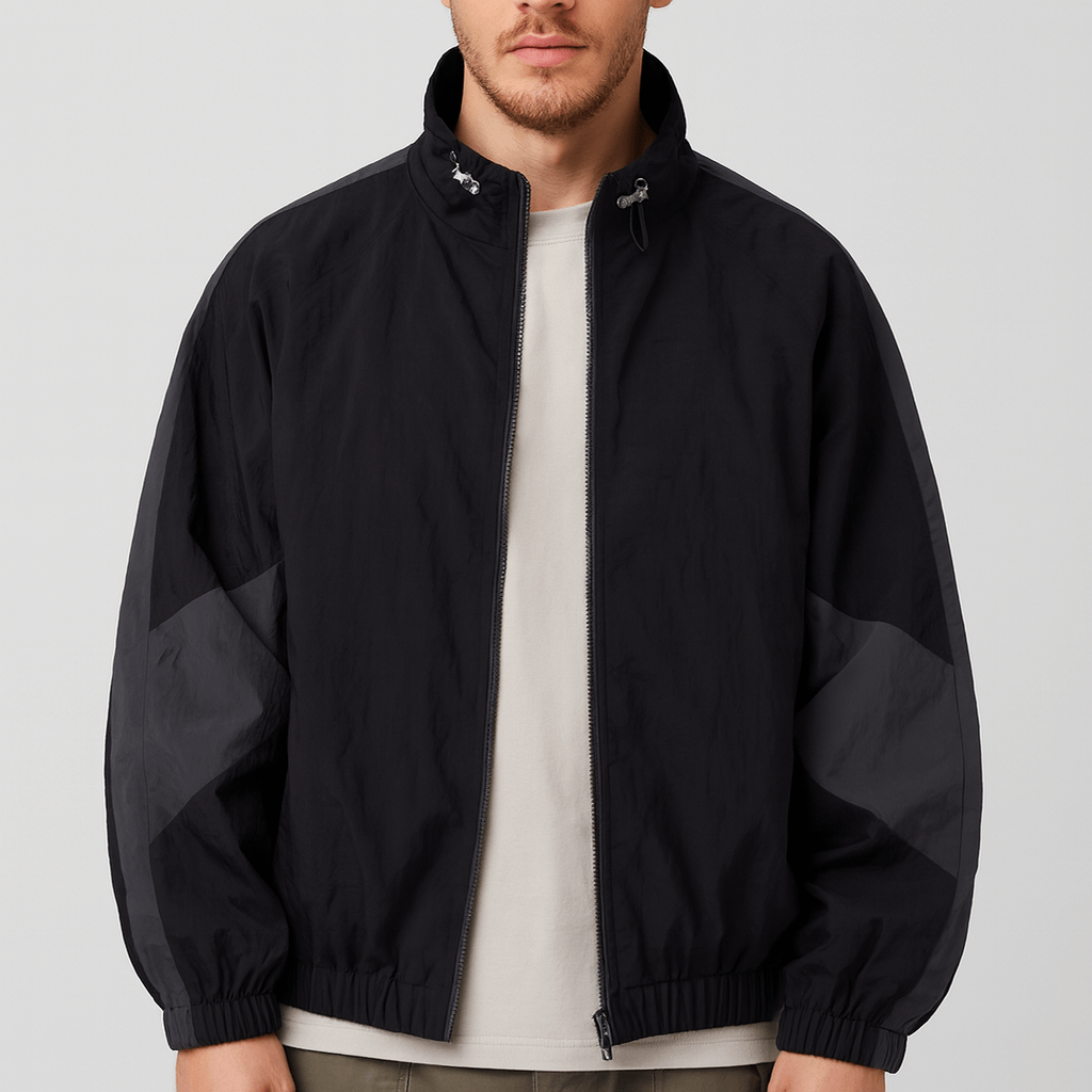 Luźna kurtka wiatrówka w blokach kolorów