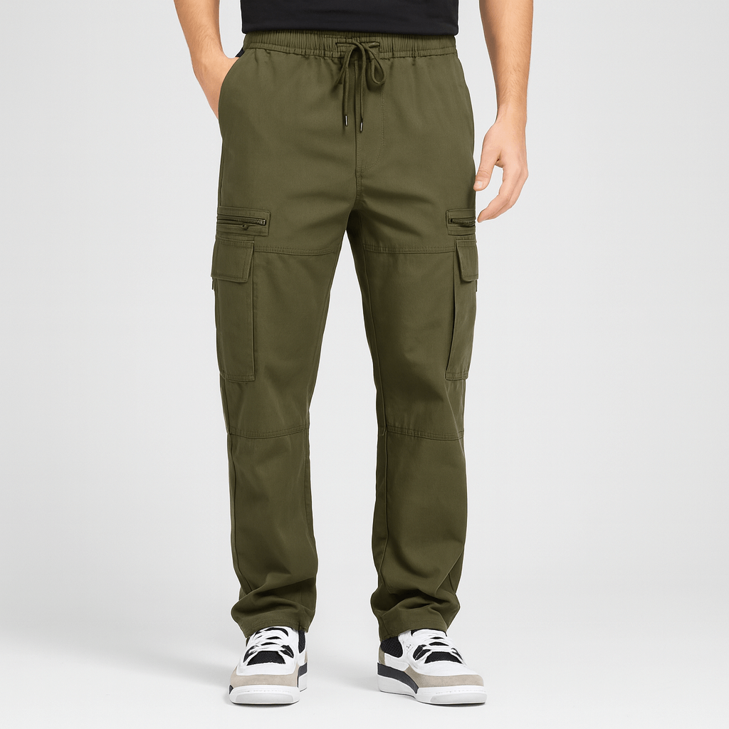 Luźne spodnie z szerokimi nogawkami i kieszeniami