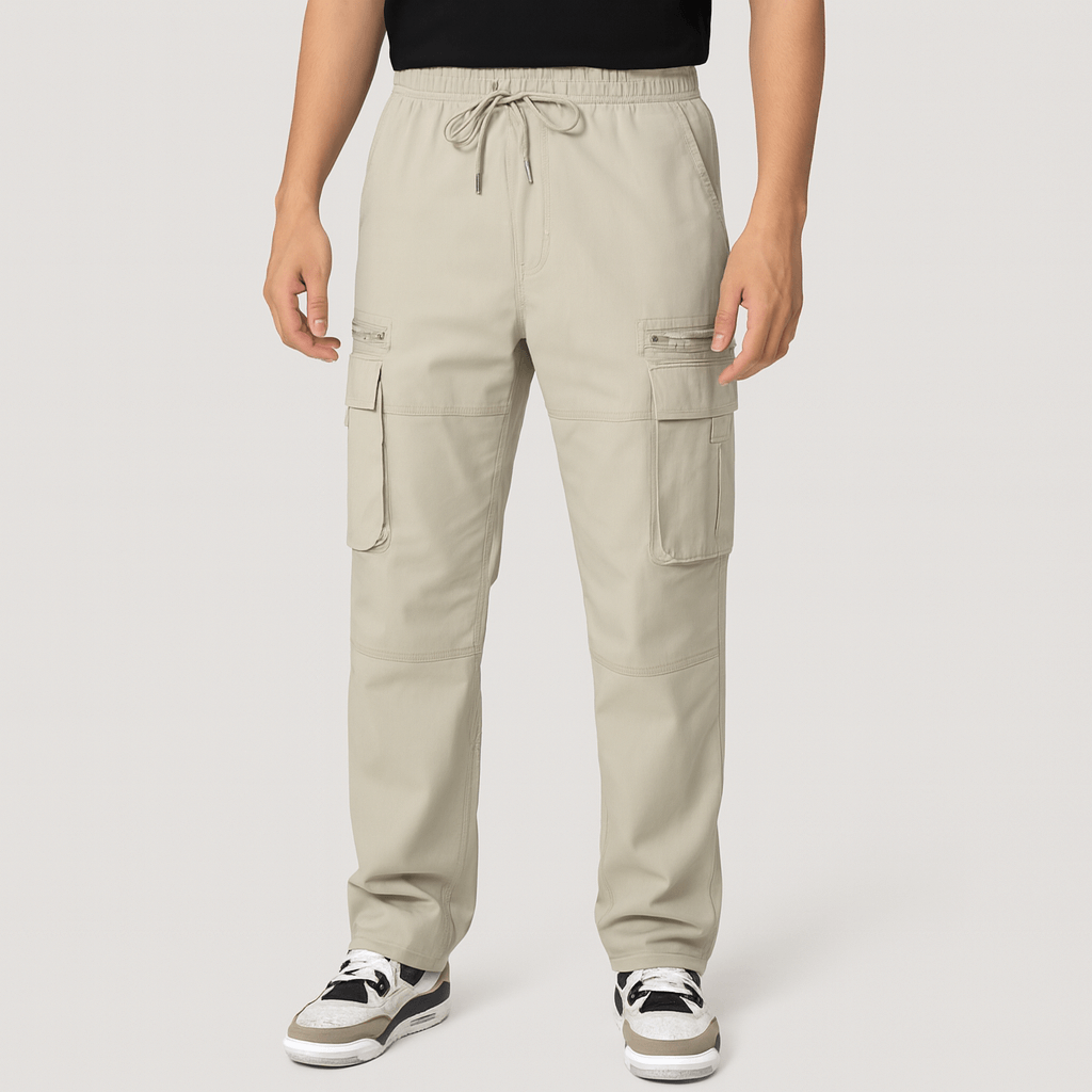 Luźne spodnie z szerokimi nogawkami i kieszeniami