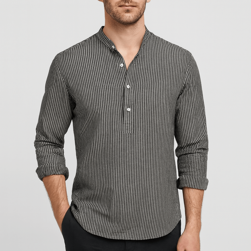 Miękka, formalna koszula w paski z długim rękawem