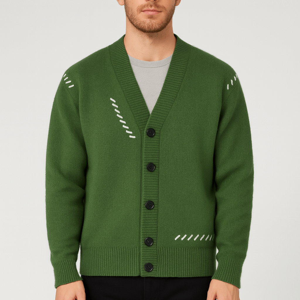 Miękki wełniany kardigan z klasycznym guzikiem