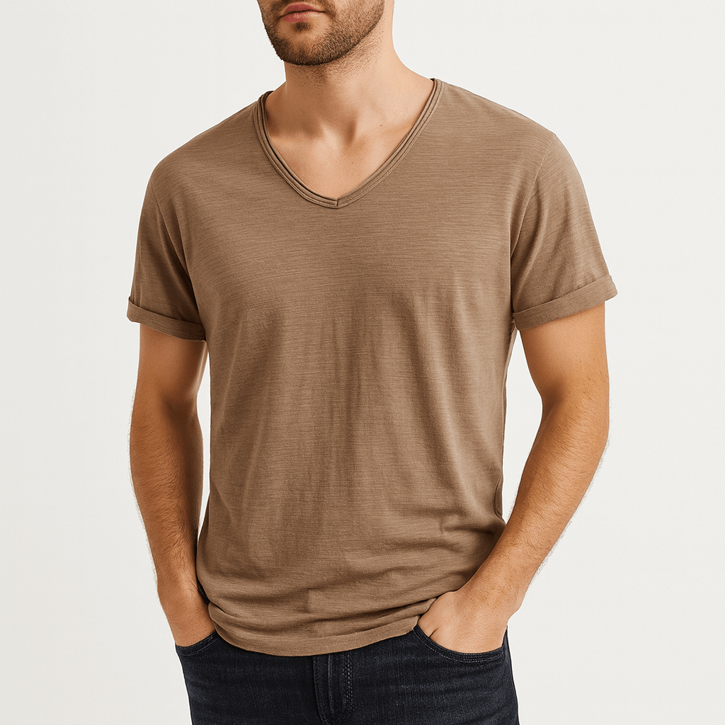 Oddychająca koszula z dekoltem w serek i dopasowanym krojem