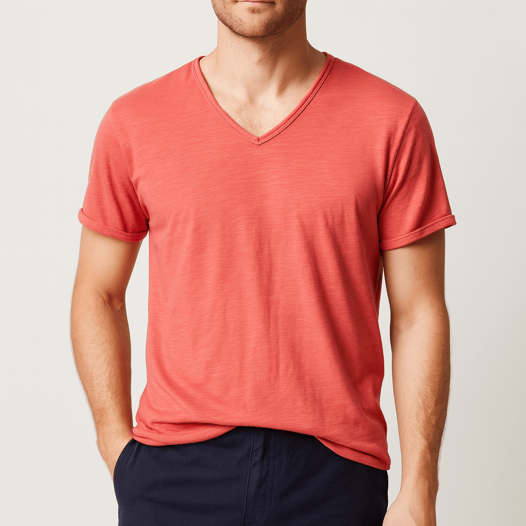 Oddychająca koszula z dekoltem w serek i dopasowanym krojem