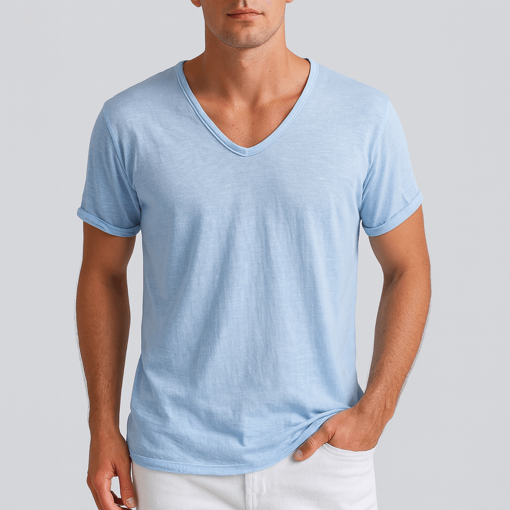 Oddychająca koszula z dekoltem w serek i dopasowanym krojem