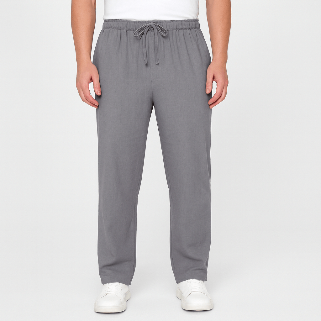 Oddychające spodnie dresowe z lnu i bawełny