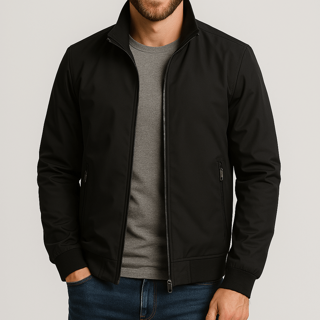 Stylowa kurtka wiatrówka z wysokim kołnierzem