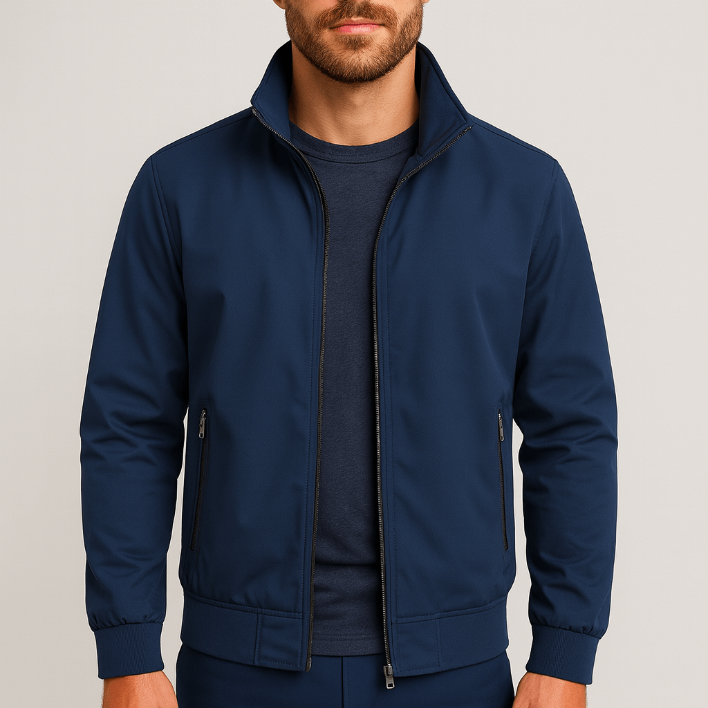 Stylowa kurtka wiatrówka z wysokim kołnierzem