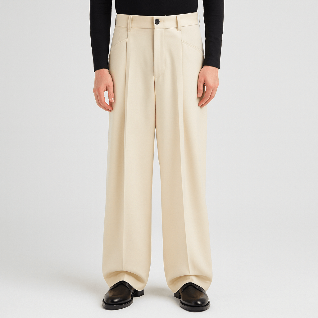 Stylowe spodnie z szerokimi nogawkami i plisami