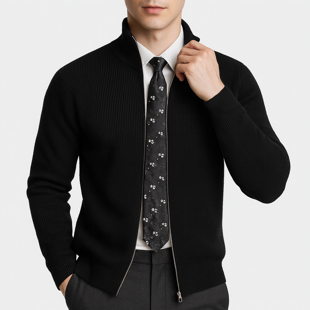 Sweter dzianinowy z zamkiem błyskawicznym z przodu