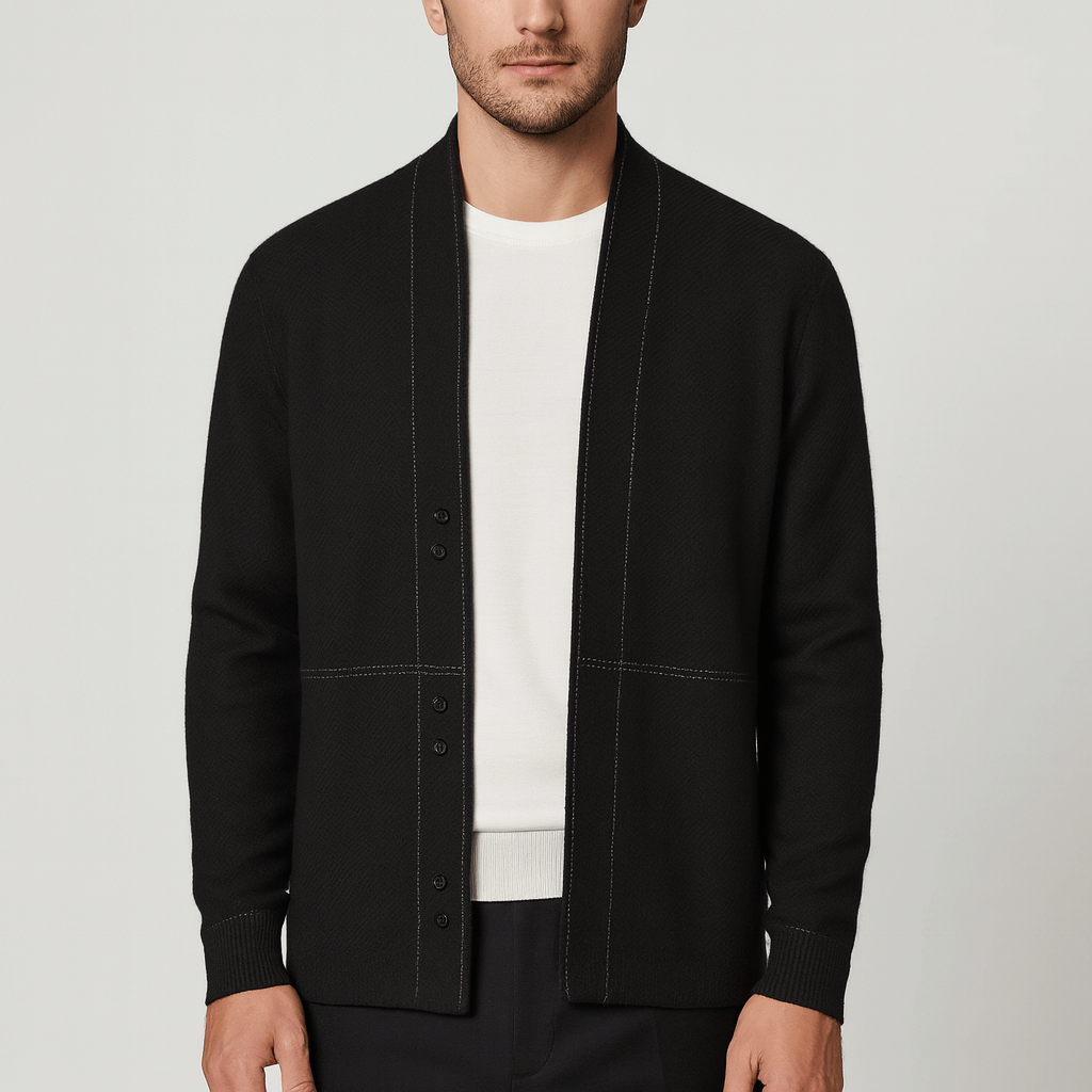 Wełniany kardigan z żakardowym wzorem