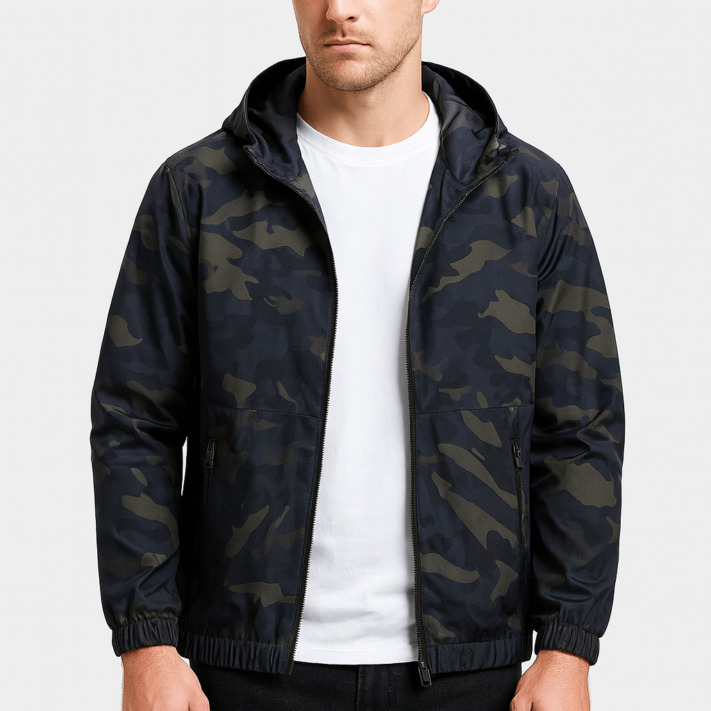 Wiatroodporna kurtka wiatrówka w kamuflażu