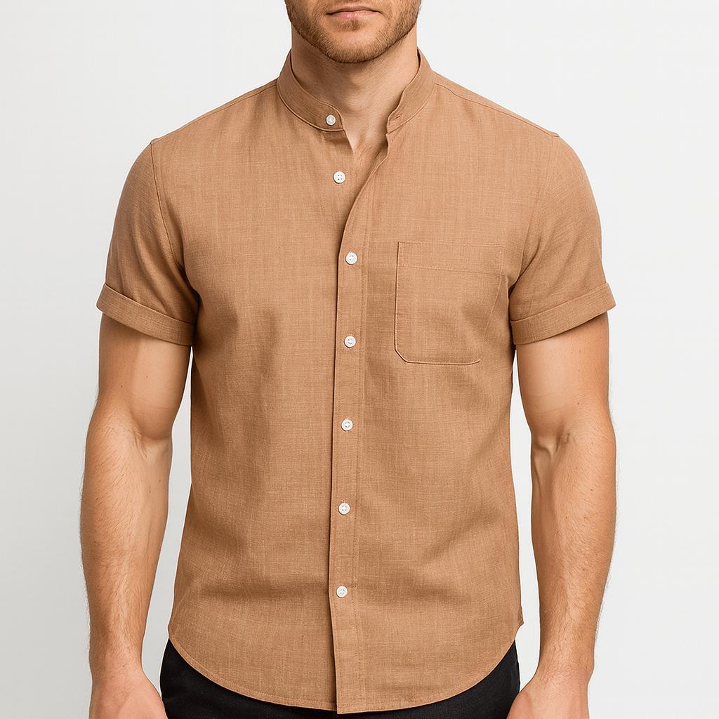 Oddychająca i stylowa letnia koszula lniana z krótkim rękawem dla mężczyzn