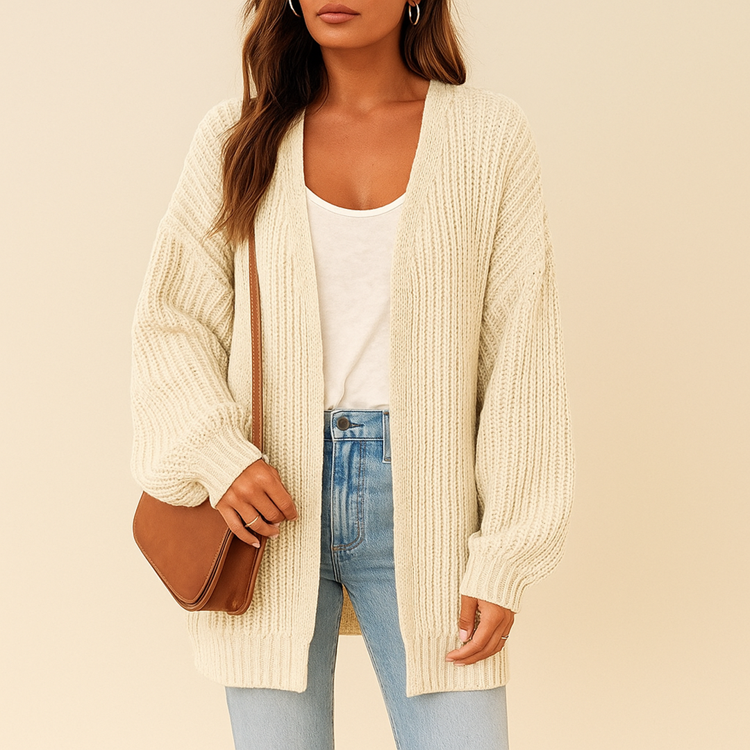 Oversize Damski Kardigan Dzianinowy | Długi Rękaw