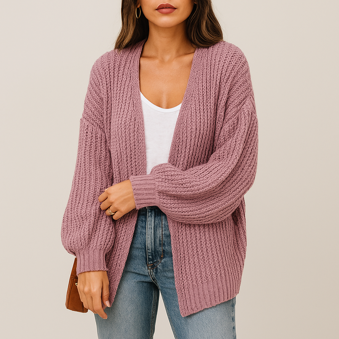 Oversize Damski Kardigan Dzianinowy | Długi Rękaw