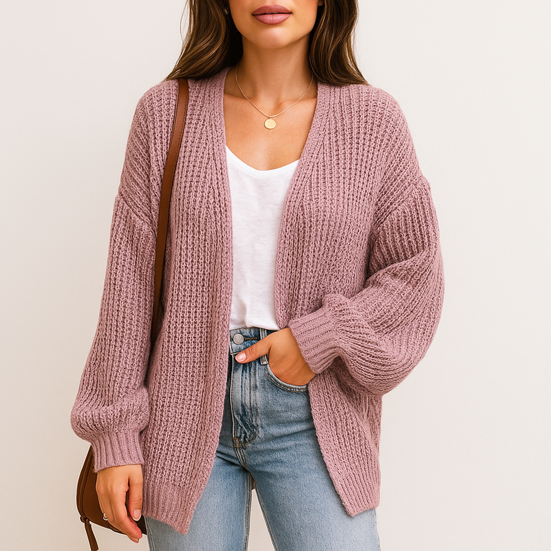 Oversize Damski Kardigan Dzianinowy | Długi Rękaw