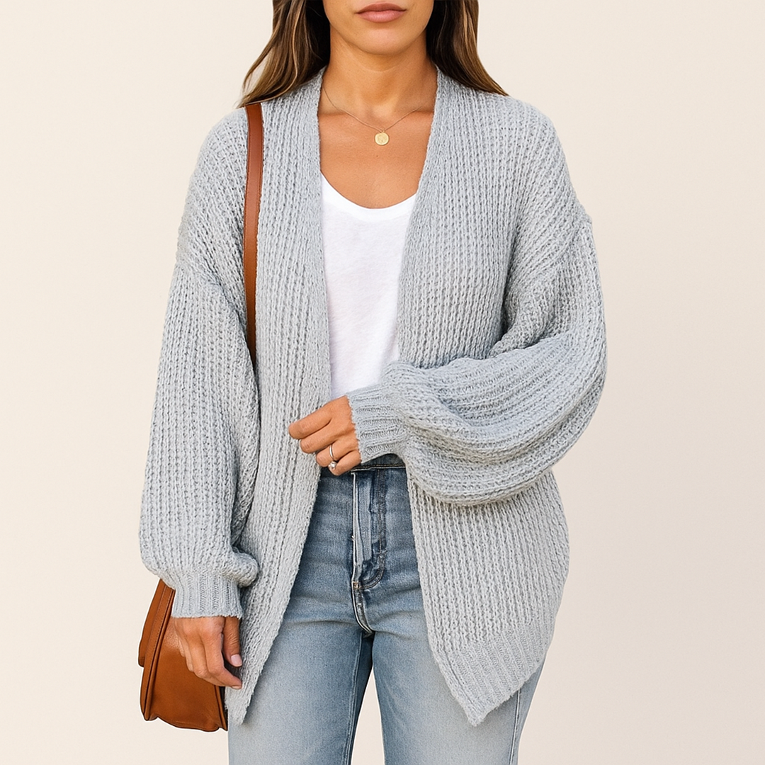 Oversize Damski Kardigan Dzianinowy | Długi Rękaw