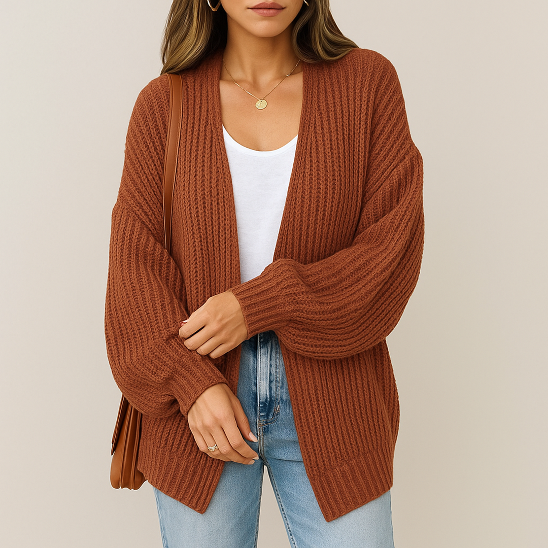 Oversize Damski Kardigan Dzianinowy | Długi Rękaw