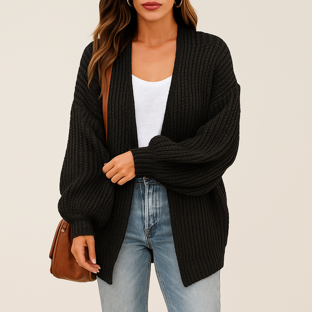 Oversize Damski Kardigan Dzianinowy | Długi Rękaw