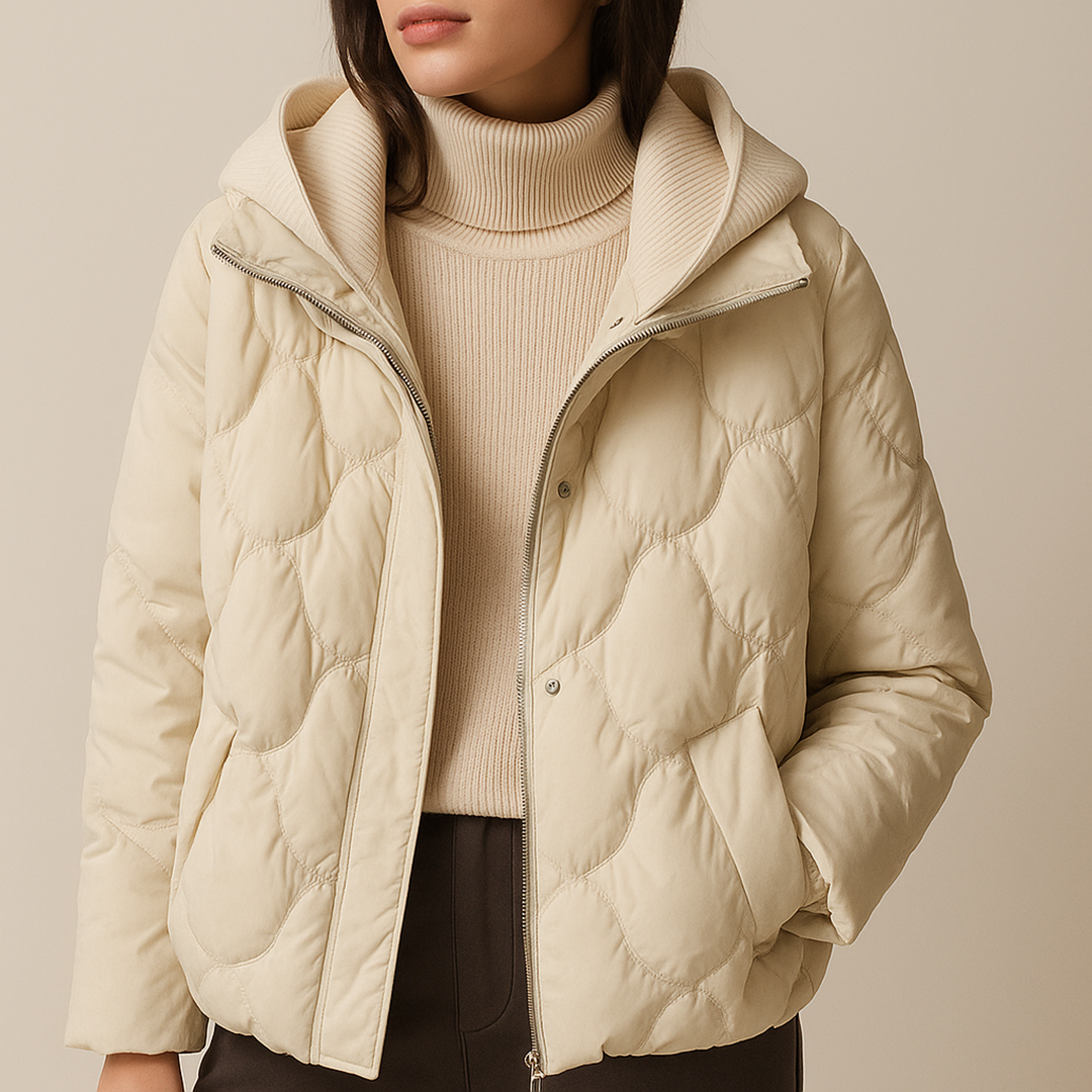 Pikowana Kurtka Z Wzorem Dla Kobiet | Z Kapturem