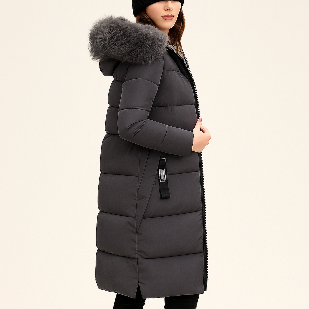 Płaszcz Z Futrzanym Detalem I Kapturem Dla Kobiet | Zima