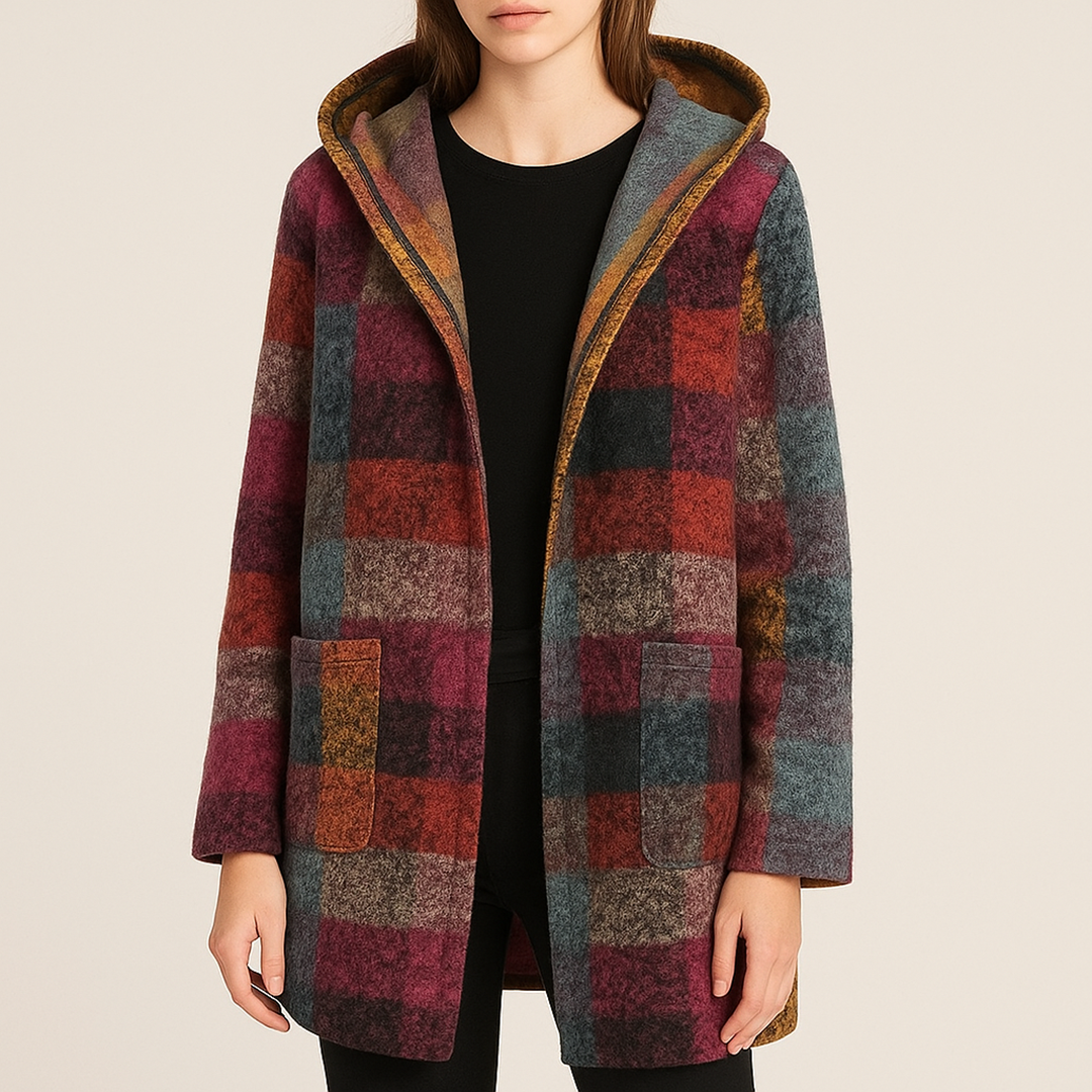 Damska Kolorowa Kamizelka Z Kapturem | Długa