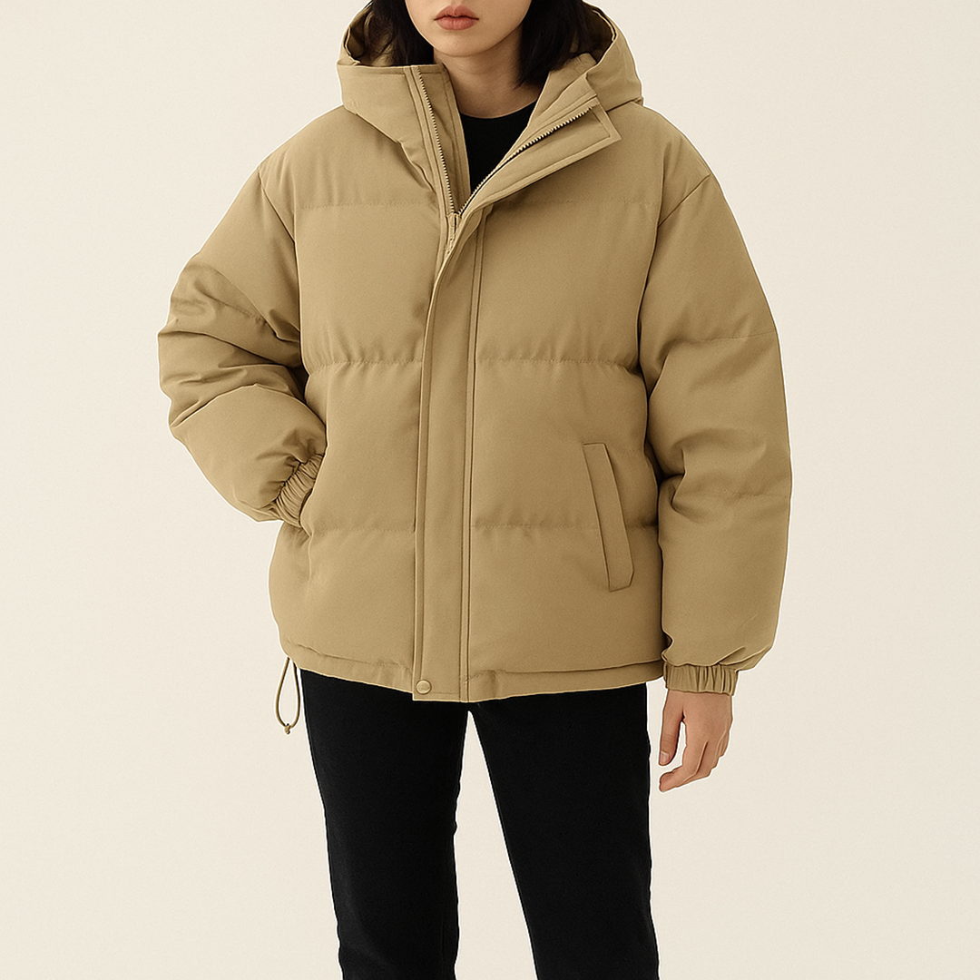 Unisex Zimowa Puchowa Kurtka Na Zamek | Z Kapturem