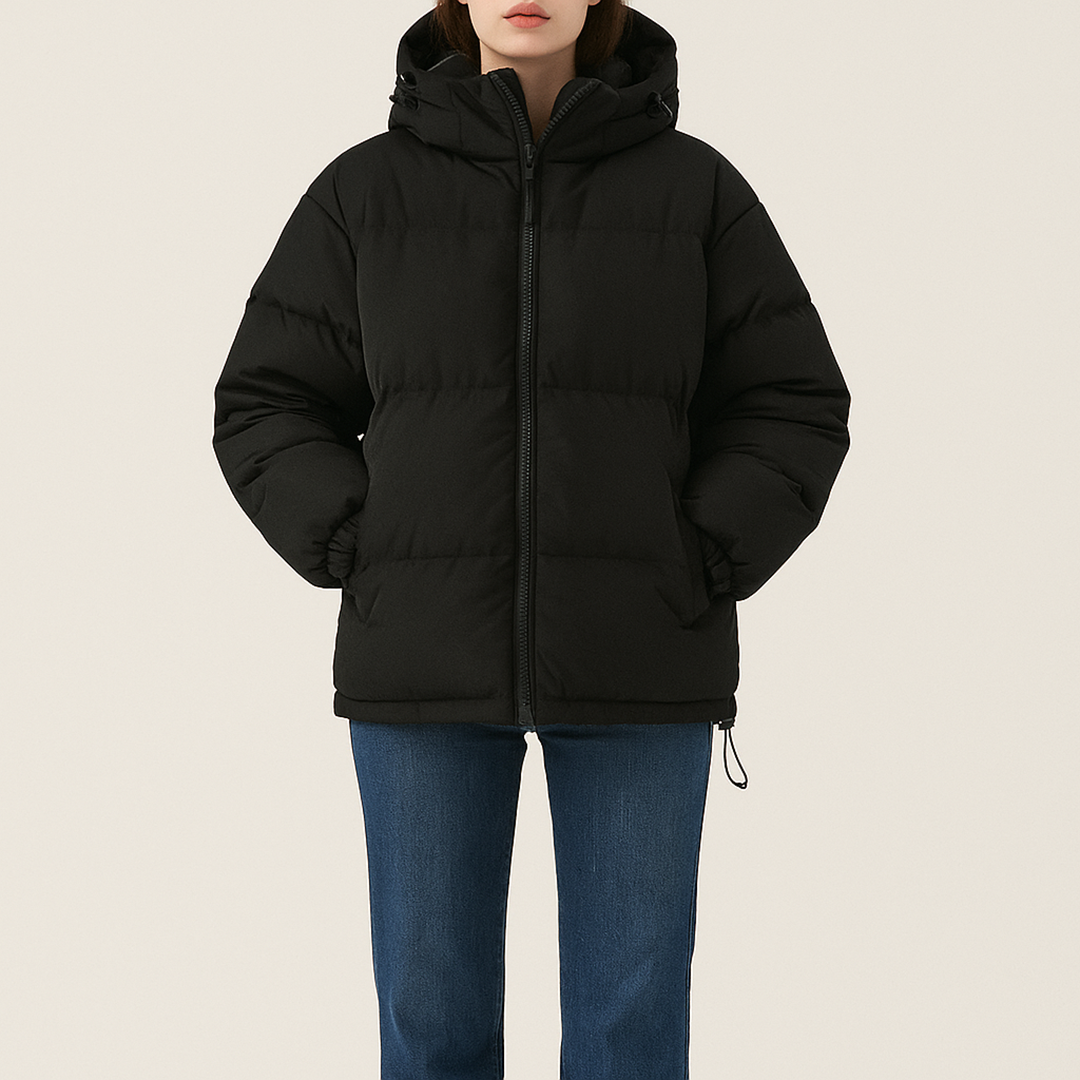 Unisex Zimowa Puchowa Kurtka Na Zamek | Z Kapturem