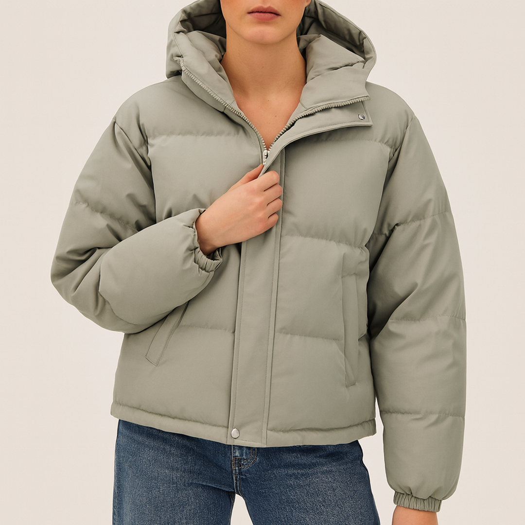 Unisex Zimowa Puchowa Kurtka Na Zamek | Z Kapturem