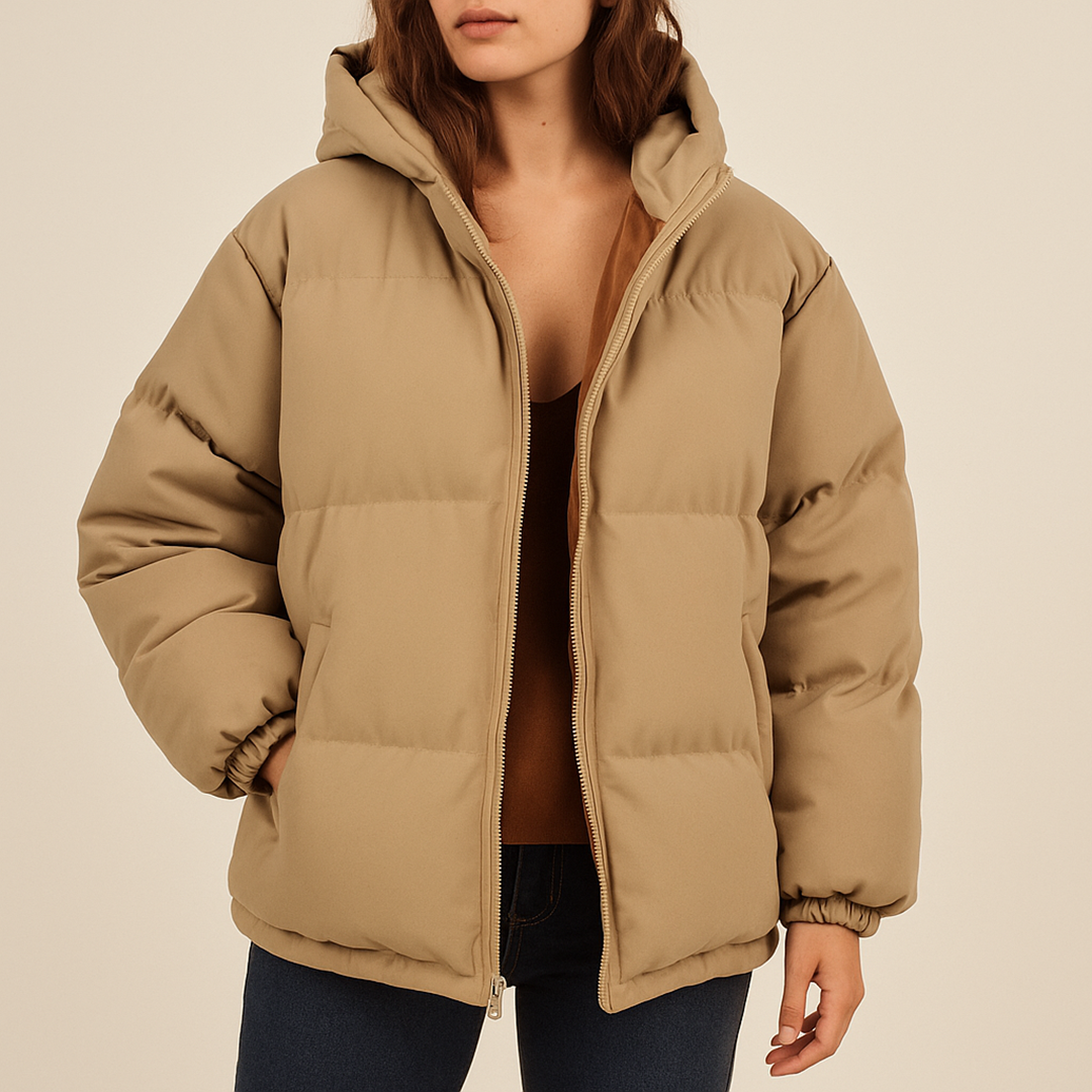 Casualowa Pikowana Kurtka Z Kapturem Dla Kobiet | Zima