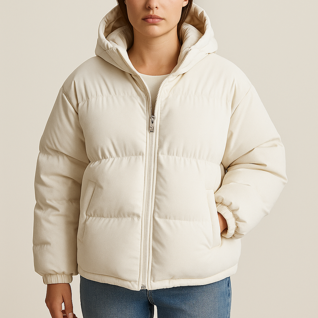 Casualowa Pikowana Kurtka Z Kapturem Dla Kobiet | Zima