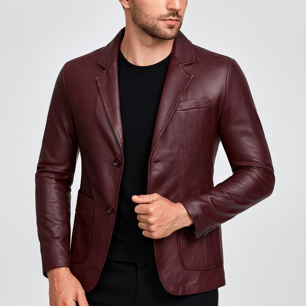 Skórzana kurtka dopasowany krój zapinana na dwa guziki w stylu vintage